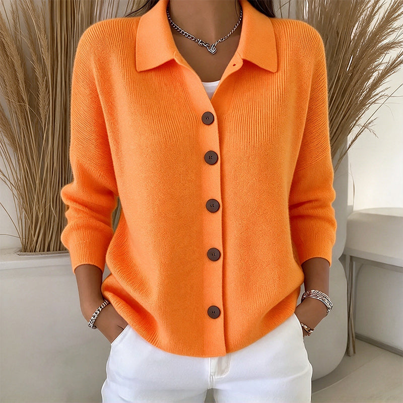 Women's Collared Button-Down Knit Cardigan