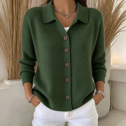 Women's Collared Button-Down Knit Cardigan