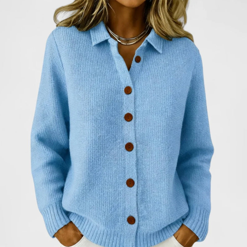 Women's Collared Button-Down Knit Cardigan