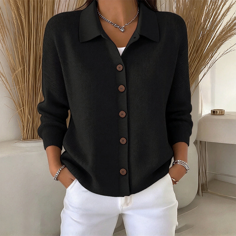 Women's Collared Button-Down Knit Cardigan