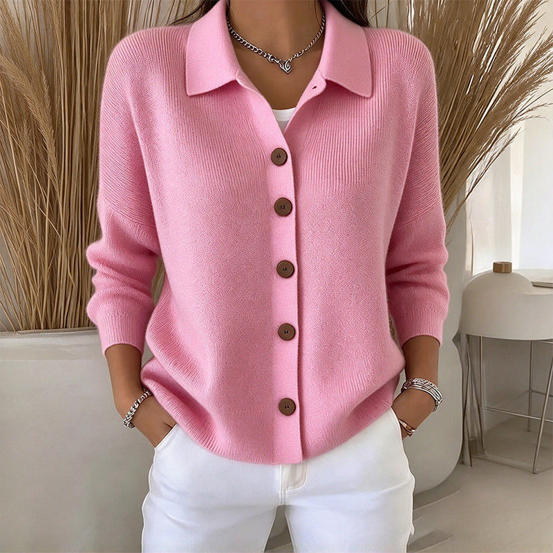 Women's Collared Button-Down Knit Cardigan