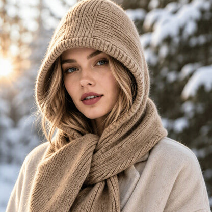 Women's 2-in-1 Thermal Knit Hooded Scarf