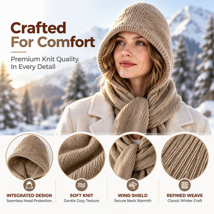 Women's 2-in-1 Thermal Knit Hooded Scarf